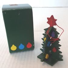 VINTAGE DEPT 56 WOODEN CHRISTMAS TREE HANGING ORNAMENT WITH BOX