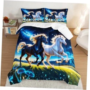 Western Bedding Sets Twin Size,Farmhouse Animal Theme Prairie Galloping Horse - Picture 1 of 8