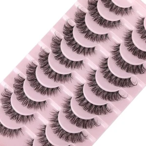 wiwoseo Falsche Wimpern Natural Lahes Wispy Russian Strip Lashes Clear Band 1... - Bild 1 von 7