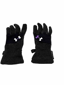 Under Armour Youth Infrared Fleece Insulated Storm Gloves YSM Grey Purple Logo - Picture 1 of 8