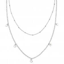Sterling Silver Double Row Mini Disc Necklace N4377