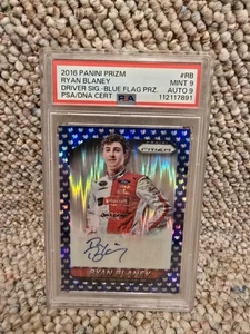 2016 Ryan Blaney Prizm Blue Flag Rookie Autograph /75 PSA 9 - Picture 1 of 2