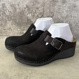Dansko CAIA Milled Nubuck Black Leather Upper Lug Sole Clogs Pantoletten Size 39 - Bild 1 von 9