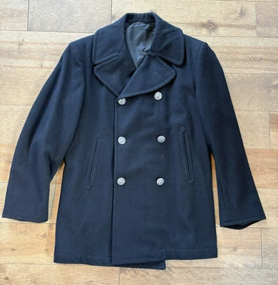 Abrigo de lana alistado de colección edición de la Marina de los Estados Unidos chaquetón para hombre 36R águila botones plateados Foto 1 de 4
