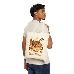 Borsa tote in tela di cotone Send Noods ~ barfool ~ divertente zuppa noodle - Foto 1 di 9