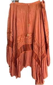 DILARA Peasant Bohemian Asymmetrical Skirt Free Size Green Witch Fairy Core Fall - Picture 1 of 13