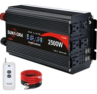 Sunivora 2500 Watt Power Inverter LCD Display & Remote Control  4 Sockets 4 USB - Image 1 of 4