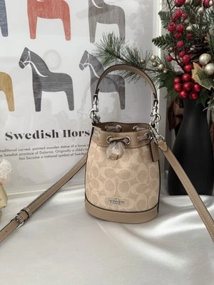 Новый с Ярлыками тренер мини ведро сумка в подпись холст CW299 - Изображение 1 из 4