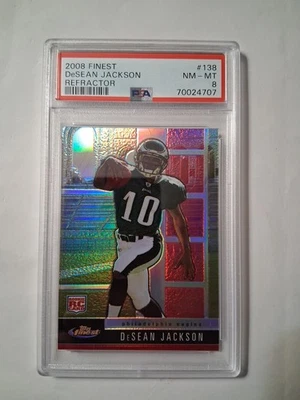 2008 Topps Finest Rookie Refractors DeSean Jackson #138 /699 (RC) PSA NM-MT8 - Image 1 of 2