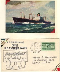 US 1950's 2 PAQUEBOT COVERS ON SS PIONEER & SS SILVERST - Picture 1 of 2