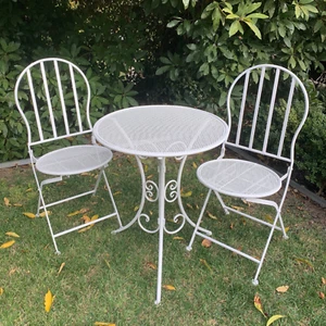 Patio Setting Mia 3 Piece Bistro Balcony Pool Deck Metal White Garden Furniture - Picture 1 of 3