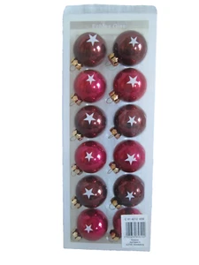 Deko Weihnachtsbaumkugeln 12- teilig pink bordeaux uni 5 cm - Bild 1 von 4