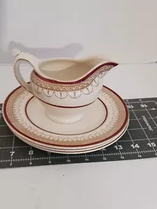 Burgess and Leigh Burleigh Ware Milchkännchen mit 3) 8" Platten England Cranberry/Gold - Bild 1 von 12