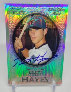 2005 Bowman Sterling Refractors Marlins Card #BS-BH Brett Hayes 051/199 Signed 