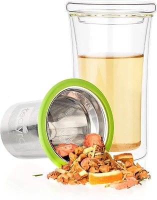 Tealyra - VESTA - Tea Infuser Cup - 12.0-ounce - Double Wall Glass Mug with Lid  - Image 1 of 4
