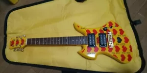 Burny Fernandes Hide Yellow Heart Jr. Mini Guitar Used From Japan - Picture 1 of 6