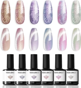 Smalti Semipermanenti Unghie, 6 Colori Jelly Gel Cat Eye Gel Trasparente Rosa Nu - Foto 1 di 13