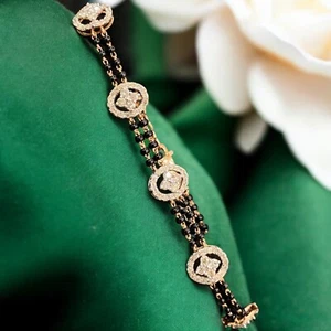 1.18 Cts Round Brilliant Cut Natural Diamonds Mangalsutra Bracelet 14K Rose Gold - Picture 1 of 17