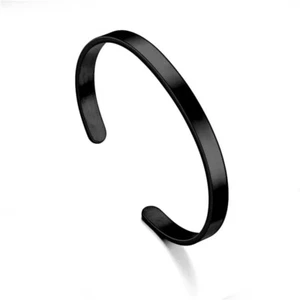 Vintage Thin Bracelet Stainless Steel Black Color Men Women Fits 6-7 inch Wrists - Picture 1 of 2