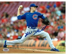 Foto firmada por Kyle Hendricks Serie Mundial 2016 Chicago Cubs 8x10 certificado de autenticidad PSA AN39763 - Imagen 1 de 1