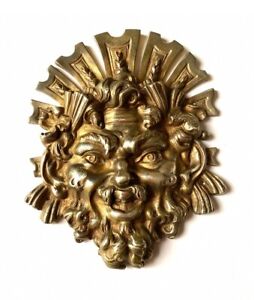 Antique Faun Mask Bronze Crown Decor Ornamental Corns Ears Crafts Rare Old 19th