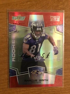 2008 Select Red Zone Marcus Smith autografo RC Baltimore Ravens 22/30 New Mexico - Foto 1 di 2