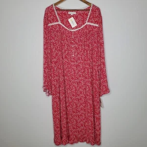 Eileen West Damen rosa weiß zierlich Blumen Nachthemd Größe 3X Modal Lounge Neu mit Etikett - Bild 1 von 10