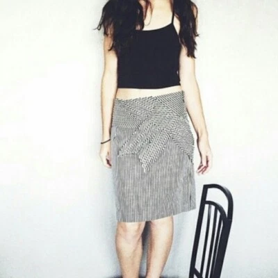 Falda Anthropologie Gato Amarillo Taikonhu Ingeniero Algodón Rayas NUEVA $78 Talla 14 Foto 1 de 4