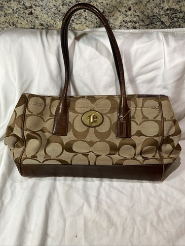 Coach 11558 Madeline marrone e beige firma C con fodera rosa