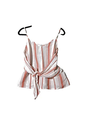 EXPRESS Women Spaghetti Top Bow Tie Linen Rayon Striped Casual MEDIUM(8-10) - Image 1 of 4
