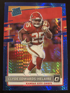 2020 Donruss Optic Clyde Edwards-Helaire Blue Hyper Prizm Rated Rookie #171