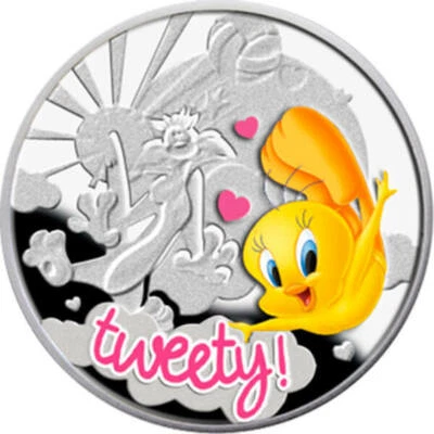Tweety Cartoon Characters 1/2 oz Proof Silver Coin Niue 2013 - Image 1 of 2