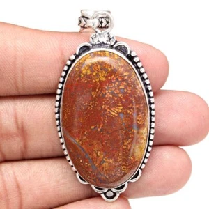 Pendant Bird Eye Jasper Gemstone Mother'Day Silver Jewelry 2.25" - Picture 1 of 7