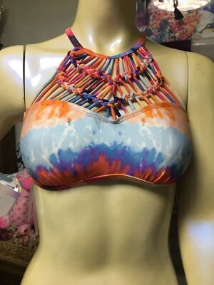 Kenneth Cole Mujer Pequeño Traje de Baño Bikini Top Cuello Alto Sujetador Multicolor Foto 1 de 4