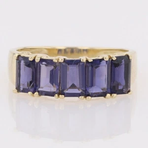 1.80ctw Baguette Iolite Prong Set Statement Ring 14k Yellow Gold China Size 8 - Picture 1 of 6
