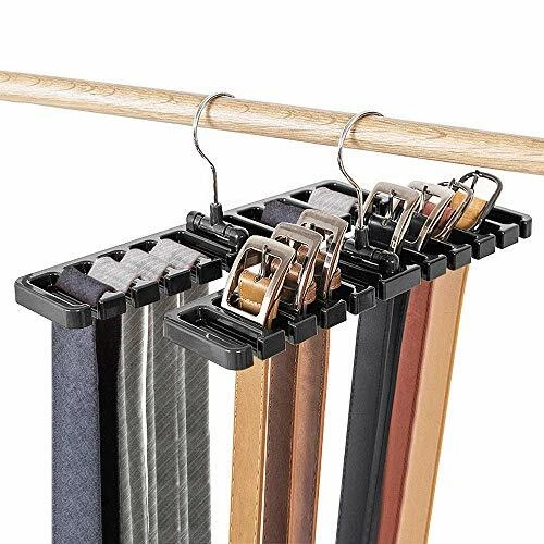 2 Pcs Tie Rack Hanger Belt Holder Hook Closet Organizer Storage Rotating Black - Image 1 of 4