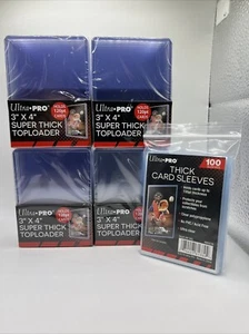 Ultra Pro 3X4 Thick Toploaders 120pt Point 4 Packs of 10 AND 100 Thick Sleeves - Picture 1 of 3