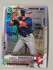 Gabriel Rodriguez 1st 2021 Bowman Chrome Mojo Refractor Card Cleveland Guardians