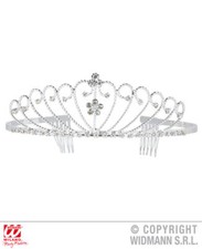 CORONA ARGENTO CON STRASS CARNEVALE PRINCIPESSA REGINA