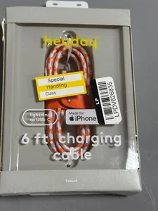 Heyday Charging Cable White Orange Apple to USB-C 6-ft for iPhone & iPad - Picture 1 of 3