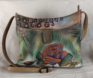Anna Anuschka Bolso de Mano Cartera Flor 9” Alto X 10.5” Ancho X 3” Desgaste Ligero Profundo - Imagen 1 de 9