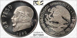 1983-Mo PESO MEXICO Km-460 PROOF PCGS PR69CAM TOP POP - Picture 1 of 1