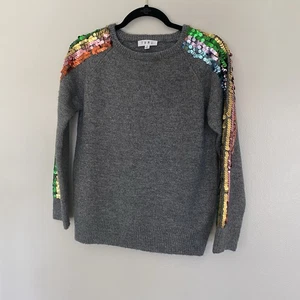 Suéter gris manga lentejuelas THML talla pequeña fiesta festiva - Imagen 1 de 4