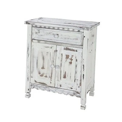 Rustic Cottage Accent Cabinet with 1 Drawer and 2 Doors - Living White Antique - Image 1 of 4