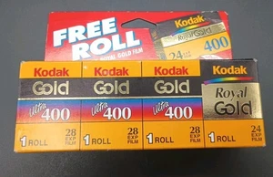 Kodak Gold 28 EXP Ultra 400 Kleinbild Farbfilm + Bonusrolle Royal 24 EXP 1996 Neu in OVP - Bild 1 von 5
