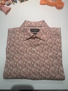 Bugatchi Shaped Fit Mens Comfort Style Dress Shirt Size M Geometric - Picture 1 of 4