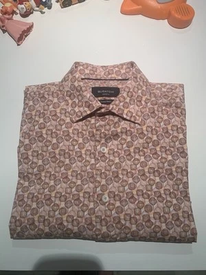 Bugatchi Shaped Fit Mens Comfort Style Dress Shirt Size M Geometric - Image 1 of 4