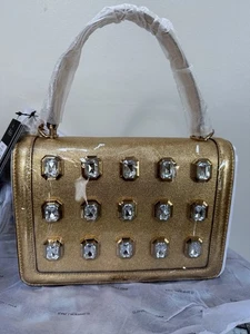 Exquisite Karl Lagerfeld Gold Embellished Handbag with optional Shoulder Strap. - Picture 1 of 11