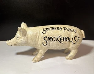 Cast-iron piggy bank southern pride smoke House heavy doorstop pig - Picture 1 of 7
