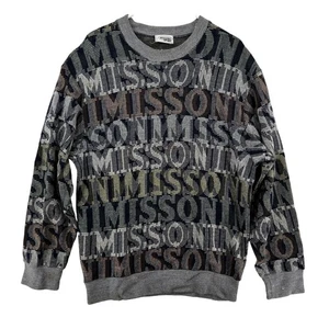 Vintage Missoni Sport Sweater Mens 52 Large Multi Color Logo Knit Made Italy 90s - Foto 1 di 14